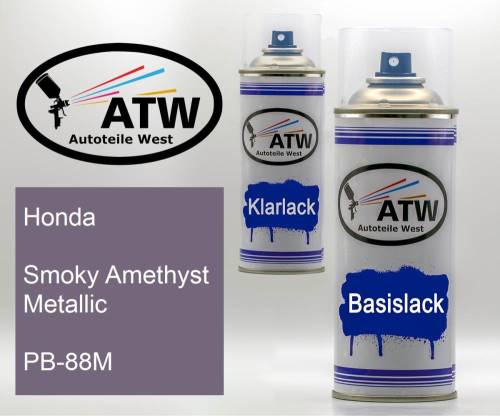 Honda, Smoky Amethyst Metallic, PB-88M: 400ml Sprühdose + 400ml Klarlack - Set, von ATW Autoteile West.